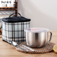 不锈钢泡面碗带盖汤面碗学生饭盒食堂打饭碗快餐方便面杯带筷勺 精选特买