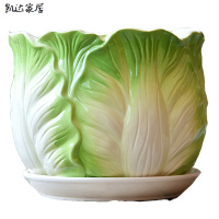 [中号款式颜色随机]陶瓷花盆带托盘中号家用绿萝吊兰塑料多肉小花盆生活日用园艺用品花盆容器盆栽盆 精选特买
