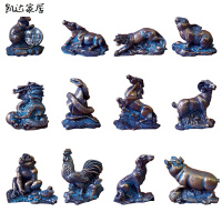 [单个装款式随机]十二生肖摆件仿铜鼠牛虎兔龙蛇马羊猴鸡狗猪塑工艺品摆设生活日用家居饰品扭曲塑品 精选特买