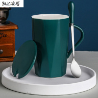 马克杯带盖勺几何杯简约文艺北欧早餐牛奶杯网红杯高颜值北欧ins生活电器厨房工具家居器皿水具/水杯 精选特买