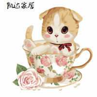 新款 diy数字油画儿童卡通动漫简单填色萌宠动物小猫手绘装饰画油彩画li 精选特买