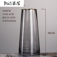 北欧T型简约玻璃花瓶透明描金 客厅餐桌家居装饰水养插花花瓶摆件 精选特买