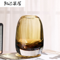 北欧挪威风 手作厚重玻璃花瓶彩色插花花器透明 现代家居工艺摆件 精选特买