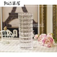 简约透明玻璃花瓶 藤编竹编花器 富贵竹鲜花百合水培花瓶客厅摆件 精选特买