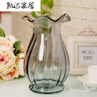 博洛克玻璃花瓶 欧式花器 台面客厅家居饰品 干花富贵竹花瓶摆件 精选特买