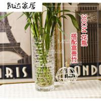 简约透明玻璃花瓶 藤编竹编花器 富贵竹鲜花百合水培花瓶客厅摆件 精选特买