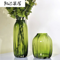 北欧简约时尚条纹玻璃花瓶 客厅家居装饰鲜花百合大号插花瓶摆件 精选特买