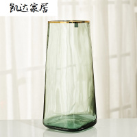 轻奢描金玻璃花瓶 插花透明装饰摆件 北欧客厅创意水养简约大花瓶 精选特买