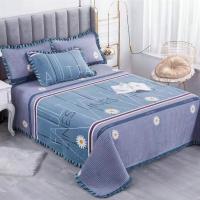 水晶绒床盖双面盖毯四季毛毯双层夹棉大号冬季绒床垫花边防滑床单