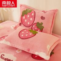 加厚雪花绒枕套一对装法兰绒单人双人冬季珊瑚绒单只枕头套枕芯套