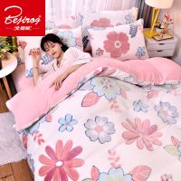 雪花绒四件套法兰绒被套保暖珊瑚绒双面绒三件套床上用品