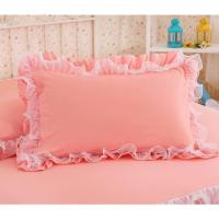 韩版公主蕾丝花边枕套一对纯色荷叶边单人双人枕头保护套特价