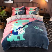 珊瑚绒四件套双面绒加厚卡通法兰绒冬季保暖套件被套学生床上用品