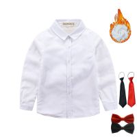 男女童秋冬加绒加厚衬衫儿童白衬衣小学生白色演出服校服打底衬衣
