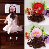 儿童发饰小公主花朵假发帽子发夹女童礼帽宝宝洋气盆帽发夹头饰品