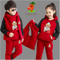 儿童装男女童秋冬装套装中大童加绒保暖韩版帅气运动卫衣三件套潮