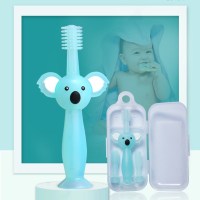 婴儿牙刷硅胶婴幼儿童乳牙0-1-2岁一周岁度软毛一岁半宝宝训练|考拉款[蓝色]+刷头*3+收纳盒