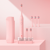 电动牙刷男女成人专用学生党 软毛防水充电式生日礼物送男生|ZR牙刷-少女粉--5枚刷头感应底座充电