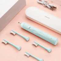 电动牙刷充电式声波全自动美白学生党女士情侣款u2软毛套装|天湖蓝(4支刷头+收纳盒)