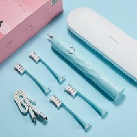 电动牙刷充电式声波全自动美白学生党女士情侣款u2软毛套装|天湖蓝[4支刷头+收纳盒]T6升级Type-C充电