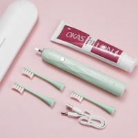 电动牙刷充电式声波全自动美白学生党女士情侣款u2软毛套装|抹茶绿(3支刷头+收纳盒+口香糖牙膏)