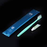 民宿宾馆一次性牙刷酒店洗漱用品牙膏旅馆牙具二合一软毛套装|梦蓝铝箔艾卡露[400套]