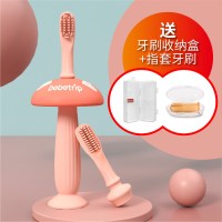 宝宝洗舌苔牙齿清洁棒0岁女童软毛三面度两新生一婴儿硅胶牙刷|千寻粉牙刷套装赠指套