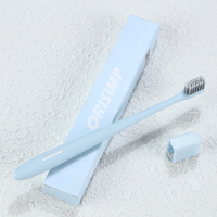 软毛牙刷情侣超细成人超软家用小头男士女生专用可爱竹炭一对日本|蓝色1支送头套收藏元