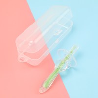 婴儿刷牙宝宝硅胶指套牙刷软毛训练0-1-2-3岁儿童纳米银乳牙刷|硅胶档板牙刷绿色+盒