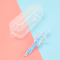 婴儿刷牙宝宝硅胶指套牙刷软毛训练0-1-2-3岁儿童纳米银乳牙刷|硅胶档板牙刷蓝色+盒