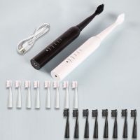 超声波软毛电动牙刷可充电式成人儿童防水便携式懒人自动洁齿神器|黑白情侣线充八刷头套餐