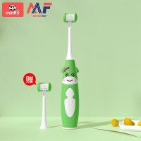 儿童3d电动牙刷充电式度2-6-12岁三面牙刷防水软毛刷牙神器u|升级卡通造型_格林绿[收藏送替换刷头]