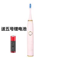 电动牙刷成人充电式软毛超自动声波学生男女美白防水情侣牙刷套装|樱花粉(电池款一档清洁模式) 8个(软毛)刷头