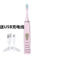 电动牙刷成人充电式软毛超自动声波学生男女美白防水情侣牙刷套装|儿童樱花粉（USB充电五档清洁模式） 单个（软毛）刷头