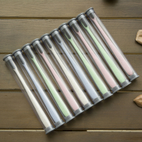 小麦秸秆家用牙刷软毛环保竹炭牙刷成人牙刷|小头套管10支[杯子2个]