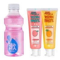 小苏打水果味牙膏美白高颜值女学生去黄口臭家庭装实惠|早晚2支【鲜橙+水蜜桃】+西柚漱口水