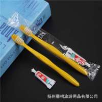 酒店宾馆一次性牙刷牙膏套装硬毛家用待客牙具二合一牙刷软毛成人|[500套]黄背空简装