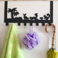 免打孔后收纳整理挂钩卧室浴室卫生间置物架免钉衣帽包包加厚挂架 动物剪影-黑色 1只装