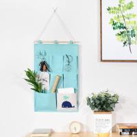 小清新收纳挂袋后墙壁挂式收纳袋学生床头杂物整理袋 挂袋-7格带钩蓝色鲸鱼 大号