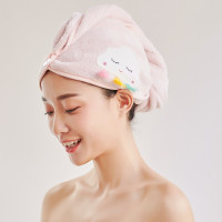 韩版干发帽加厚超柔快速吸水速干毛巾长短发擦头发包头巾 干发帽-云宝粉