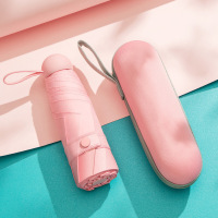 防晒胶囊五折伞黑胶折叠太阳伞五折8骨遮阳晴雨伞礼品广告伞定制 珊瑚粉