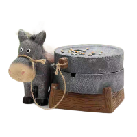 树脂烟灰缸 创意个性办公室客厅摆件烟灰缸装饰小毛驴拉磨烟缸 生日礼品 烟灰缸小毛驴拉磨