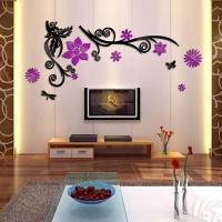 3d亚克力立体墙贴结婚房客厅沙发电视背景装饰家居可移除自粘墙贴 紫花黑枝正向 超大