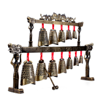 中式合金演奏乐器仿古双层编钟模型摆件工艺品婚庆影视道具 铭文款