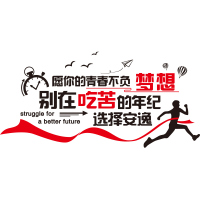 励志贴纸员工风采文化墙壁贴画个性创意办公室装饰正能量自粘墙贴 青春不负梦想
