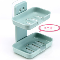 9.9专区 10元商品免邮 十元 9块9浴室创意无痕贴肥皂盒壁挂式香皂架沥水双层香皂盒置物架卫生间 北欧蓝