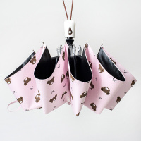 太阳伞防晒防紫外线超大三折卡通折叠伞一键开收 全自动女伞太阳伞遮阳伞加厚密度自动开自动收晴遮 粉色小熊.自动款