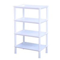 置物架落地多层厨房客厅浴室卫生间收纳架子储物架卧室 办公室书架子货架四层免打孔 四角北欧粉