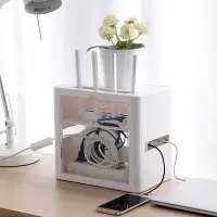 半个许仙wifi无线路由器收纳盒 电线插板集线盒 插座排线整理盒子 机顶盒置物架电线集线收纳盒 黑色