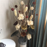 半个许仙龙柳树枝干枝装饰玄关橱窗插花客厅落地花瓶叶脉花干花装饰摆件 套装四含瓶(树脂仿陶瓷)